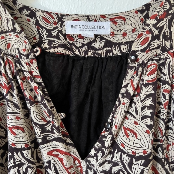 Emerson Fry Olympia Blouse Paisley Black + Clay Satin - Picture 5 of 11